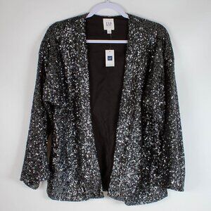 GAP Silver Sequin Jacket - Perfect for Parties, Size Medium, NWT